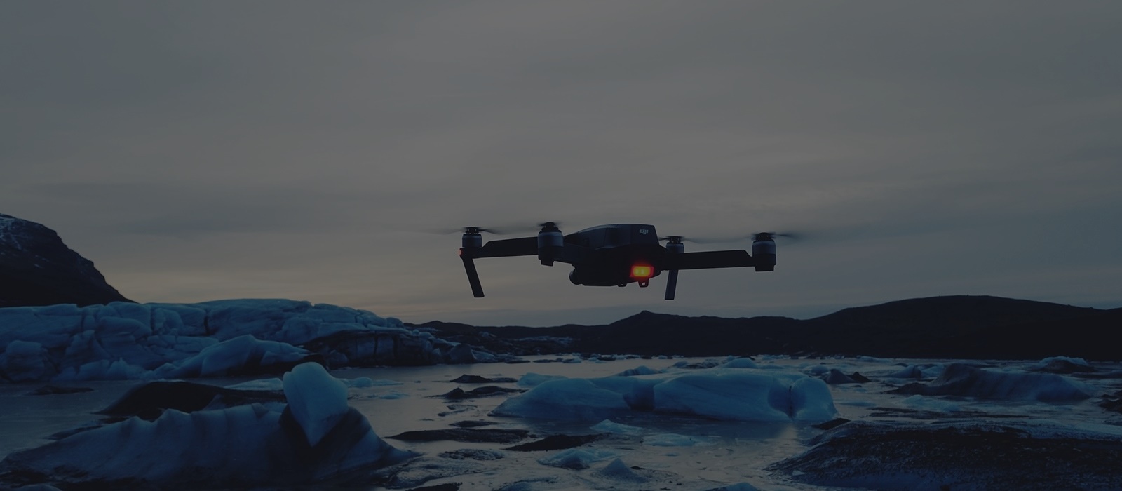 Background of a drone in flight in the early evening.